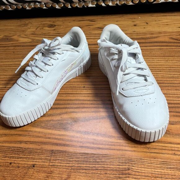 Puma Woman’s White Carina Bubble Dye Low Casual Sneaker Sz 7.5 - Picture 2 of 12